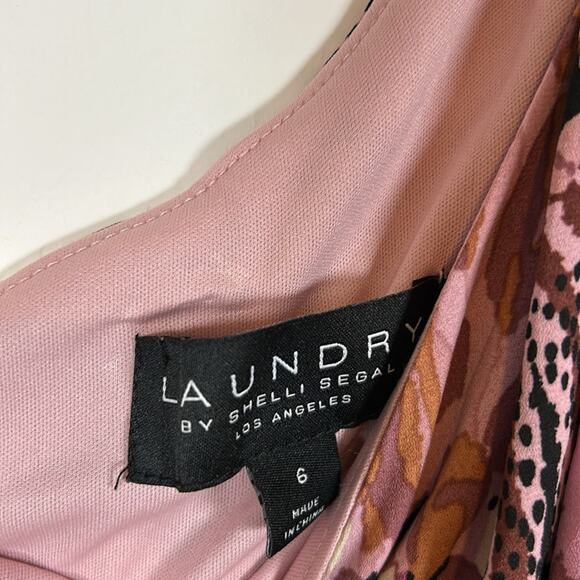 Laundry by Shelli Segal NWT One Shoulder Pink Animal Print Leopard Slip Dress 6 - Picture 7 of 12